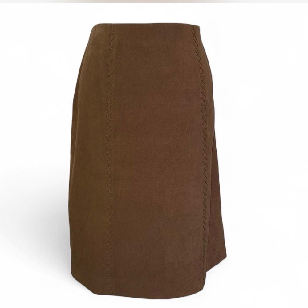 Brown Suede Women's Midi Skirt